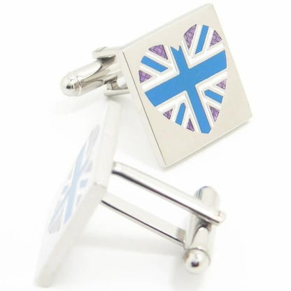【SoniaSpencer】ハート・パープル・ユニオンジャックのカフス(カフリンクス/カフスボタン)