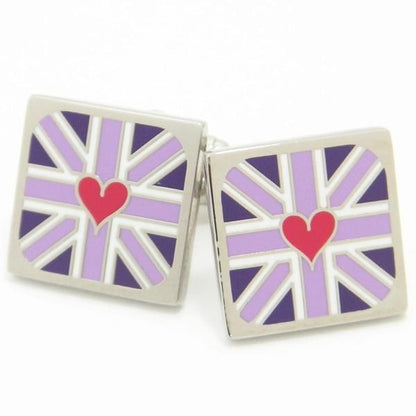 【SoniaSpencer】赤ハート・パープル・ユニオンジャックのカフス(カフリンクス/カフスボタン)