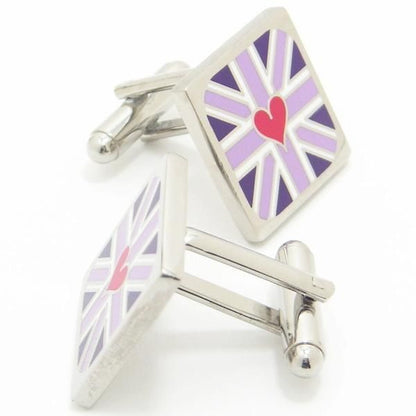 【SoniaSpencer】赤ハート・パープル・ユニオンジャックのカフス(カフリンクス/カフスボタン)