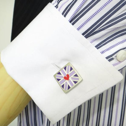 【SoniaSpencer】赤ハート・パープル・ユニオンジャックのカフス(カフリンクス/カフスボタン)