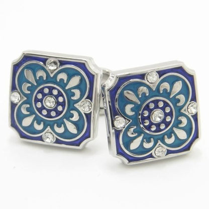 アラビアンモザイク×ストーンのブルーカフス(カフリンクス/カフスボタン)
