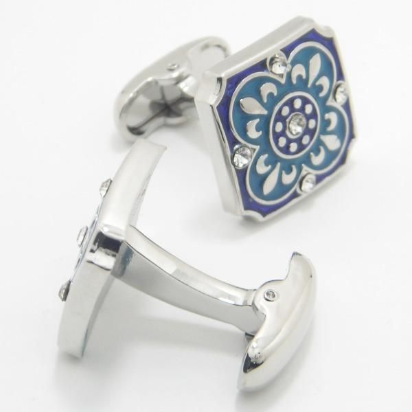 アラビアンモザイク×ストーンのブルーカフス(カフリンクス/カフスボタン)