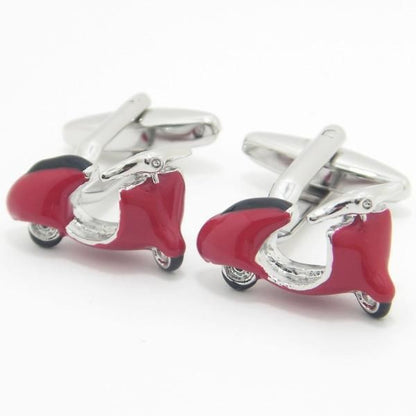 レトロな赤いスクーターのカフス(カフリンクス/カフスボタン)