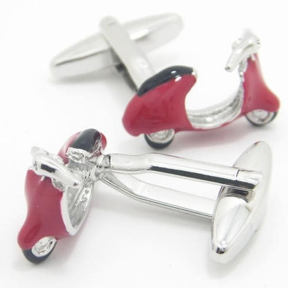 レトロな赤いスクーターのカフス(カフリンクス/カフスボタン)