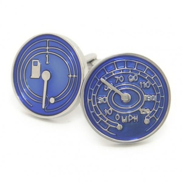 スピード遵守!ブルーのスピードメーターカフス(カフスボタン/カフリンクス)