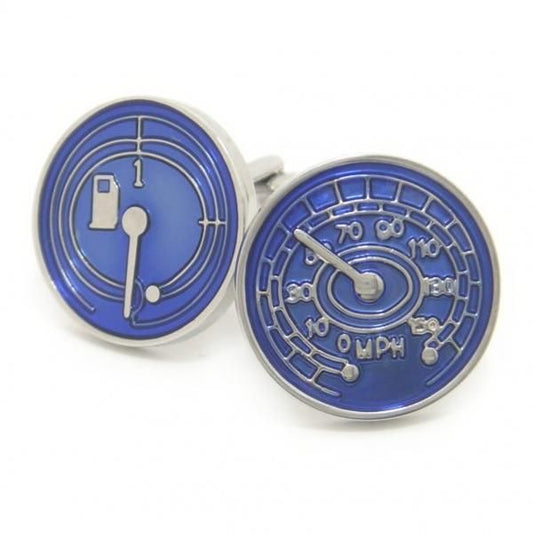 スピード遵守!ブルーのスピードメーターカフス(カフスボタン/カフリンクス)