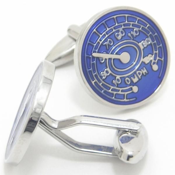 スピード遵守!ブルーのスピードメーターカフス(カフスボタン/カフリンクス)