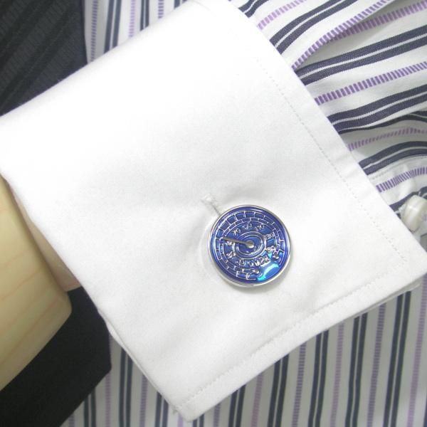 スピード遵守!ブルーのスピードメーターカフス(カフスボタン/カフリンクス)