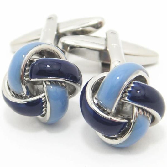 ツートーン・ブルー・ノットのカフス(カフリンクス/カフスボタン)