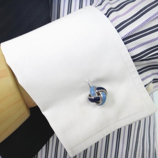 ツートーン・ブルー・ノットのカフス(カフリンクス/カフスボタン)