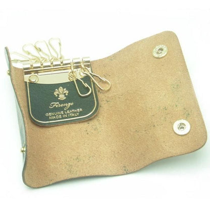 全3色・キーケース◆フルール・ド・リス・ゴールドライン・牛革キーホルダー