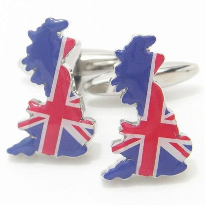 グレートブリテン島シルエットのイギリス国旗カフス(カフリンクス/カフスボタン)