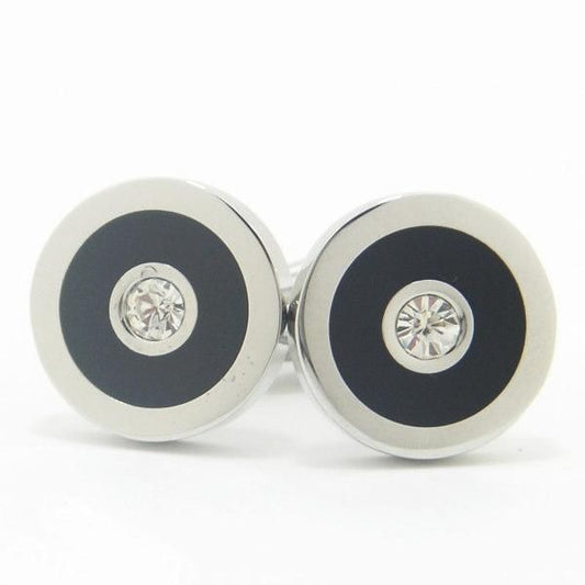 かっちりブラックとダイヤカットストーンのカフス(カフリンクス/カフスボタン)