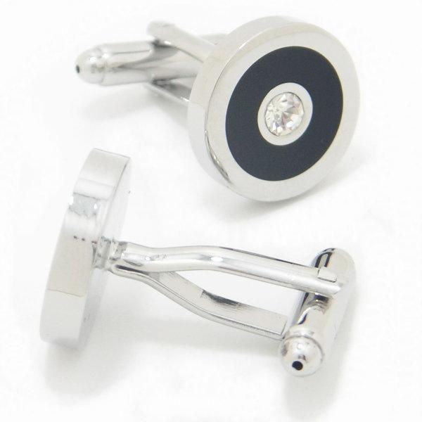 かっちりブラックとダイヤカットストーンのカフス(カフリンクス/カフスボタン)