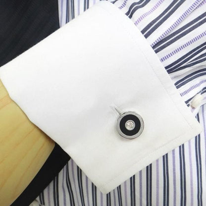 かっちりブラックとダイヤカットストーンのカフス(カフリンクス/カフスボタン)