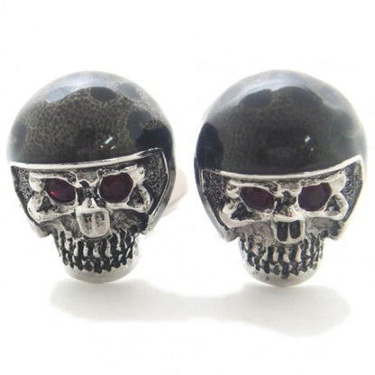 【JanLeslie】モーターサイクル・ヘルメット・スカルのカフス(カフリンクス/カフスボタン)