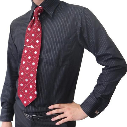 面白ネクタイ◆クロス・バットと野球ボールのコミックネクタイ