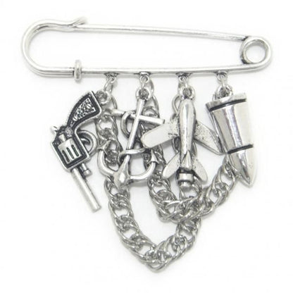 ラペルピン・ライフル・イカリ・弾丸・飛行機の安全ピンブローチ(ラペルブローチ)