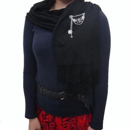 ラペルピン・ウィング・スカルとコインの安全ピンブローチ(ラペルブローチ)