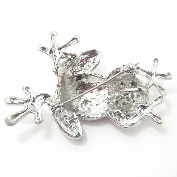 ラペルピン◆カエルがぴょこんと飛び乗りブローチ(ラペルブローチ)