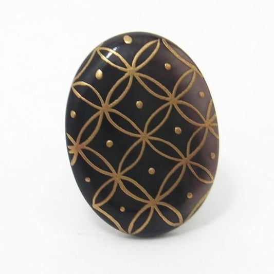 【受注生産品】七宝模様・黒蝶貝のタイタック(ピンブローチ)