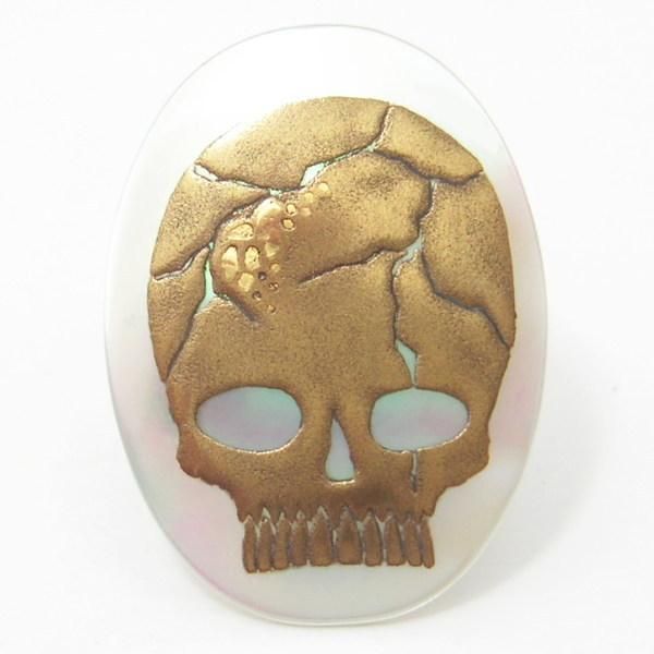 ドクロ・夜光貝のタイタック(ピンブローチ)