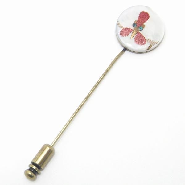 【受注生産品】伊藤若冲の雄鶏・白蝶貝のラペルピン(ラペルブローチ)