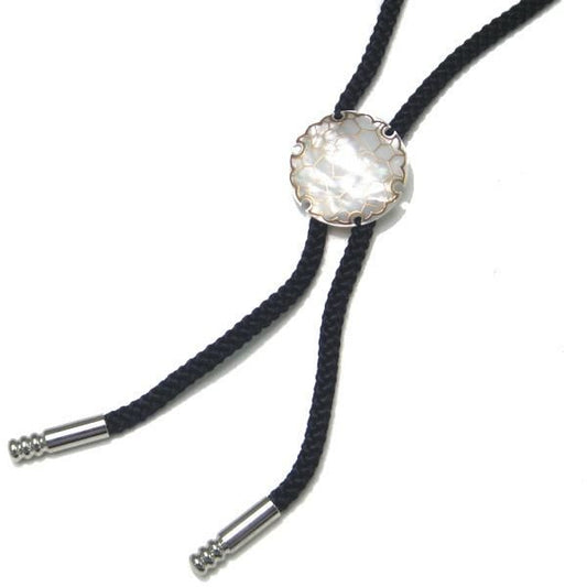 【受注生産品】雪輪・白蝶貝のループタイ(ポーラー・タイ)