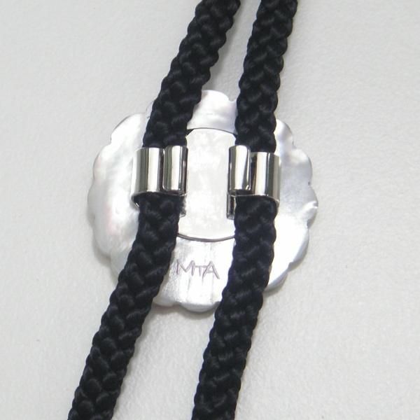 【受注生産品】雪輪・白蝶貝のループタイ(ポーラー・タイ)