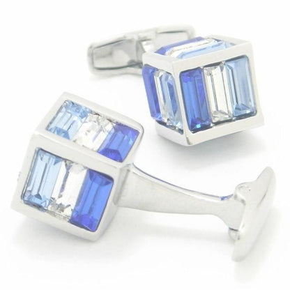 全2色・ストライプストーンのキューブのカフス(カフリンクス/カフスボタン)