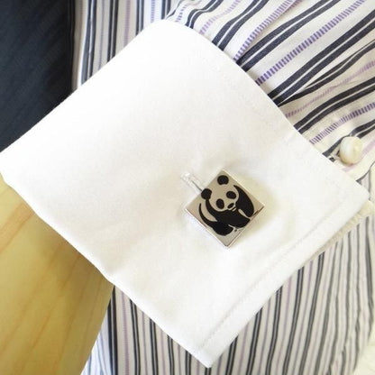 全2色・キュートなパンダレリーフのカフス(カフリンクス/カフスボタン)