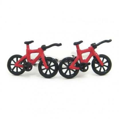 どこでもサイクリング!!真っ赤なマウンテンバイクのカフス(カフリンクス/カフスボタン)