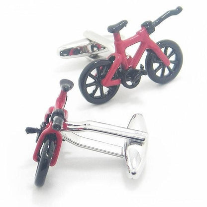 どこでもサイクリング!!真っ赤なマウンテンバイクのカフス(カフリンクス/カフスボタン)