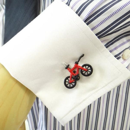 どこでもサイクリング!!真っ赤なマウンテンバイクのカフス(カフリンクス/カフスボタン)