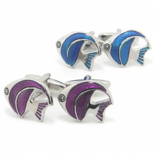 全2色・熱帯魚好きさんにエンゼルフィッシュのカフス(カフリンクス/カフスボタン)
