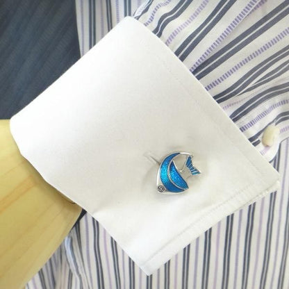 全2色・熱帯魚好きさんにエンゼルフィッシュのカフス(カフリンクス/カフスボタン)