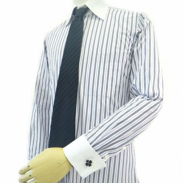 ラッキーを呼ぶ四葉のクローバー・ブラックのカフス(カフリンクス/カフスボタン)