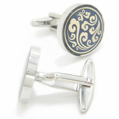 ブルー×ゴールド雲模様のカフス（カフリンクス/カフスボタン）