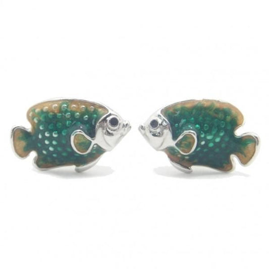 【JanLeslie】ヴィヴィッドグリーンが輝く熱帯魚のカフス(カフリンクス/カフスボタン)