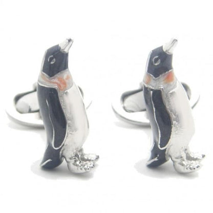 【JanLeslie】仲良しペンギン・グレーのカフス(カフリンクス/カフスボタン)