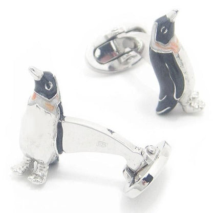 【JanLeslie】仲良しペンギン・グレーのカフス(カフリンクス/カフスボタン)