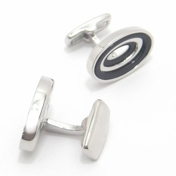 【DuncanWalton】Pooleオープンセンタ・オーバルのブラックカフス(カフリンクス/カフスボタン)