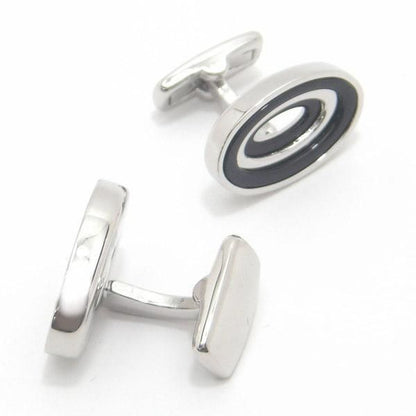 【DuncanWalton】Pooleオープンセンタ・オーバルのブラックカフス(カフリンクス/カフスボタン)