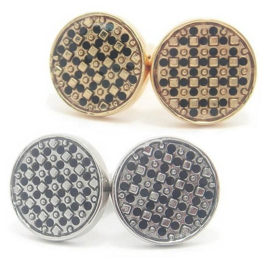 全2色・ラウンド×スクウェアのミックスカフス(カフリンクス/カフスボタン)
