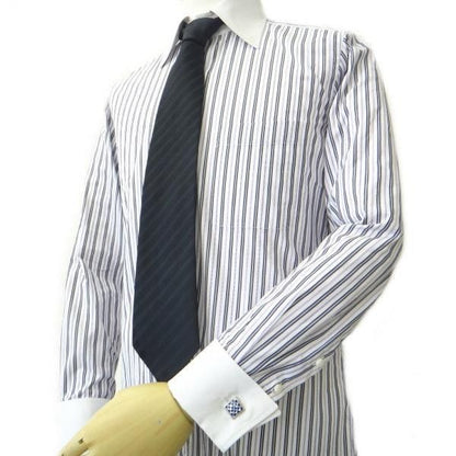 ブルー×ホワイトのチェックモザイクのカフス(カフリンクス/カフスボタン)