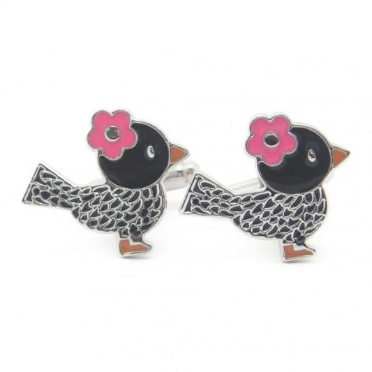 キュートな小鳥イラストモチーフのカフス(カフリンクス/カフスボタン)