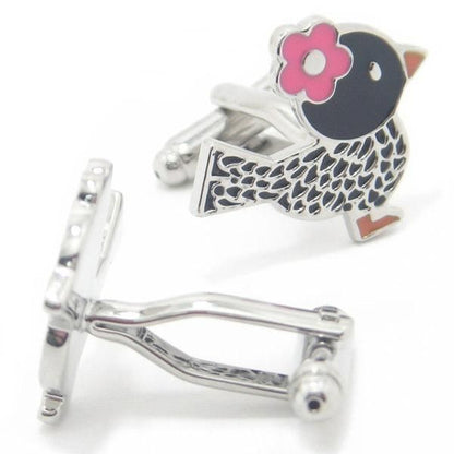 キュートな小鳥イラストモチーフのカフス(カフリンクス/カフスボタン)