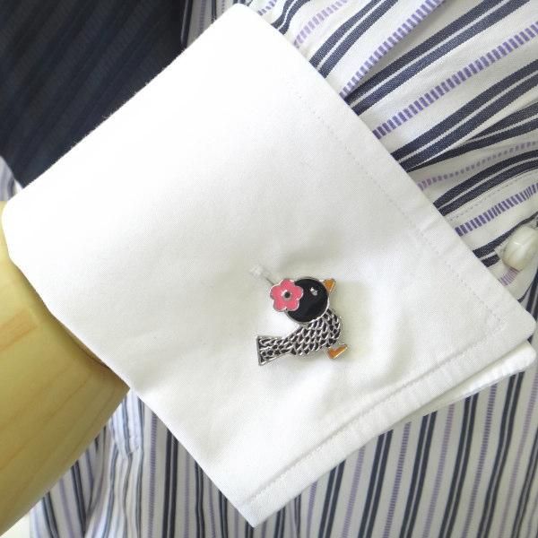 キュートな小鳥イラストモチーフのカフス(カフリンクス/カフスボタン)