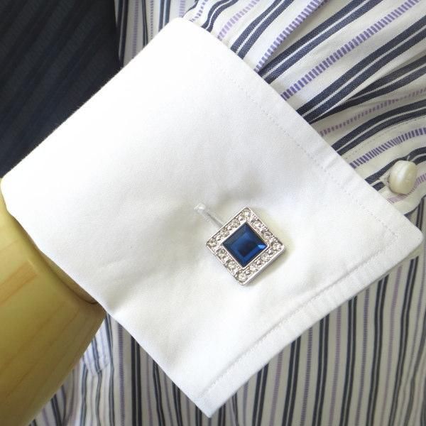 全3色・Aquilaサイド×スクゥエアストーンのカフス(カフリンクス/カフスボタン)