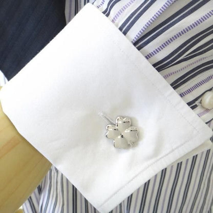 ハートが4枚HAPPYクローバーのカフス(カフリンクス/カフスボタン)